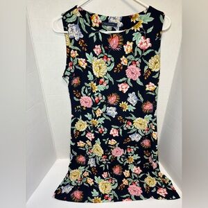 Tommy Hilfiger Black Floral Sleeveless Dress Size 8 Pullover